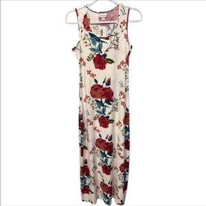 NWT Lularoe Dani Maxi Dress Pink Rose Floral Sleeveless Stretch Knit XS